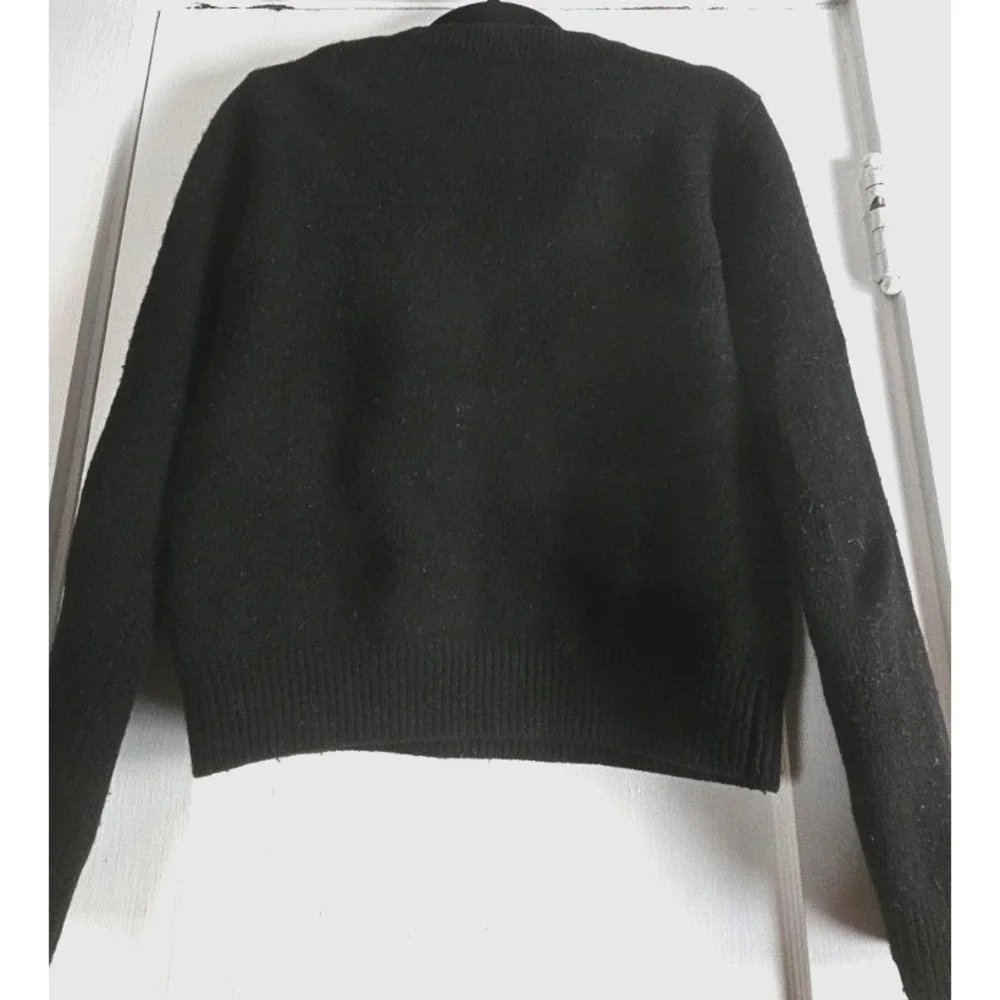 Straight‎ To Hell knit wool blend black sweater Cheetah Face woman Sz M - Picture 2 of 7